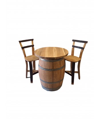 Tasting Table from Barrel with Board Ø 80 cm Rustic and 2 x Chairs