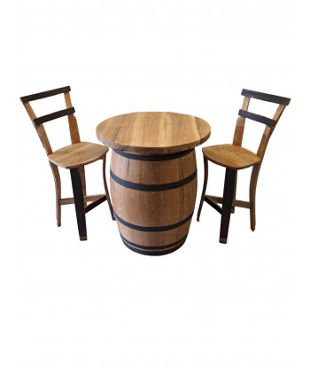 Tasting Table from Barrel with Board Ø 80 cm Black and 2 x Chairs