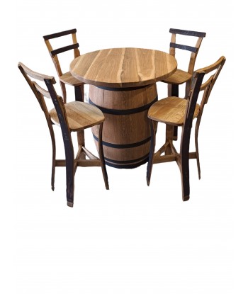 Tasting Table from Barrel with Board Ø 100 cm Black and 4 x Chairs